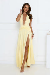 Bewitched By Light Halter Maxi Dress Yellow